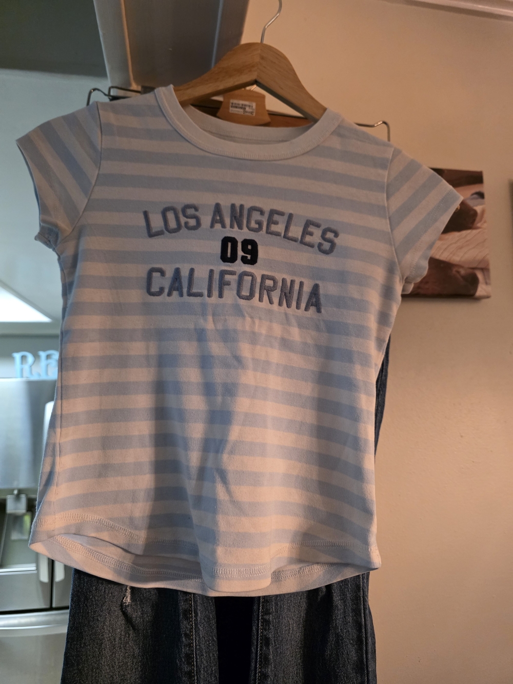 abercrombie kids Light Blue & White Striped 'Los Angeles 09 California' Tee
